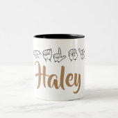 ASL American Sign Language Finger spelled Haley Zweifarbige Tasse (Mittel)