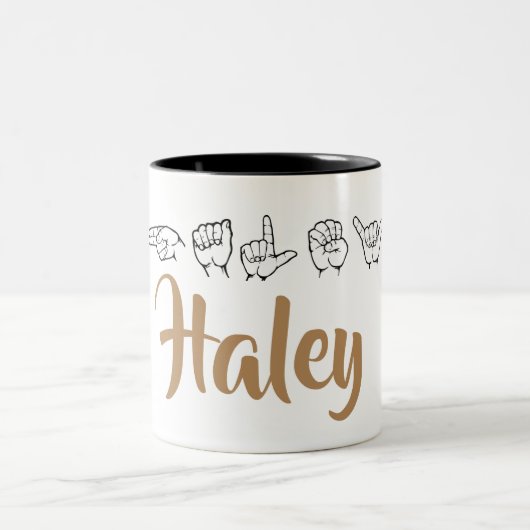 ASL American Sign Language Finger spelled Haley Zweifarbige Tasse (Mittel)