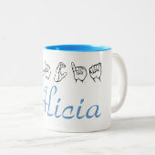 ASL American Sign Language Fingerbuchstabe Alicia Zweifarbige Tasse (VorderseiteRechts)