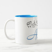 ASL American Sign Language Fingerbuchstabe Alicia Zweifarbige Tasse (Links)