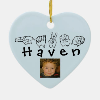 ASL American Sign Language Fingerbuchstabe Haven Keramik Ornament
