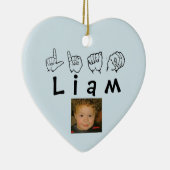 ASL American Sign Language Fingerbuchstabe Liam Keramik Ornament (Rechts)