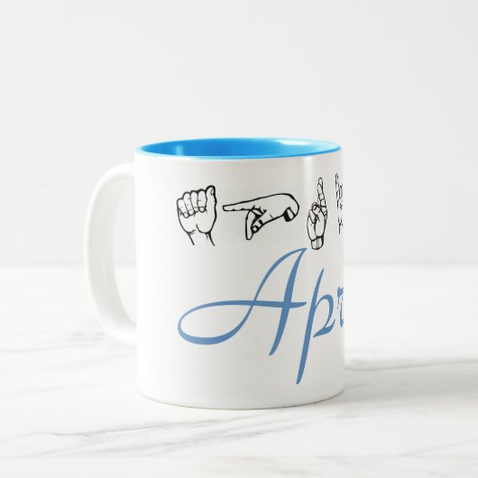 ASL American Sign Language Fingerbuchstaben vom 2. Zweifarbige Tasse (Vorderseite Links)