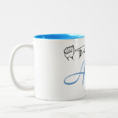 ASL American Sign Language Fingerbuchstaben vom 2. Zweifarbige Tasse (Links)