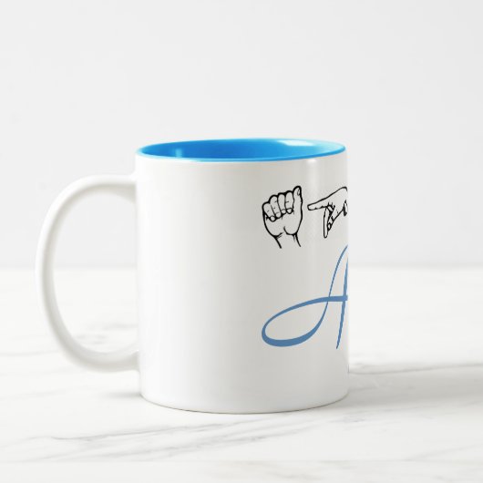 ASL American Sign Language Fingerbuchstaben vom 2. Zweifarbige Tasse (Links)