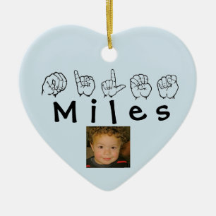 ASL American Sign Language Fingerelling Miles Keramik Ornament