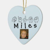 ASL American Sign Language Fingerspelling Miles Keramik Ornament (Links)