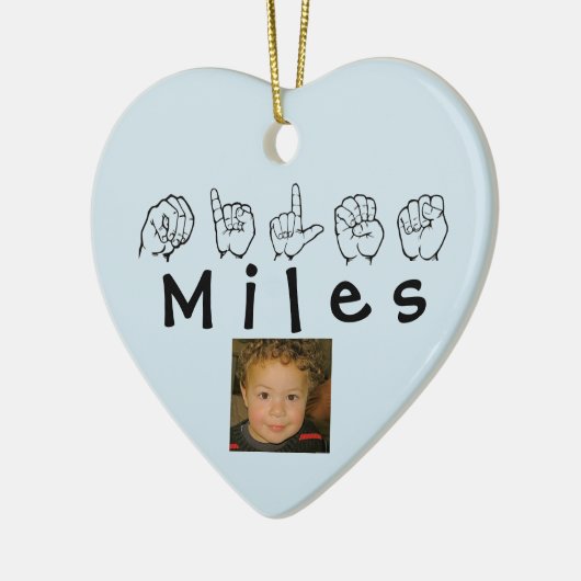 ASL American Sign Language Fingerspelling Miles Keramik Ornament (Links)