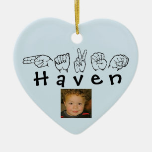 ASL American Sign Language Fingersprich Haven Keramik Ornament