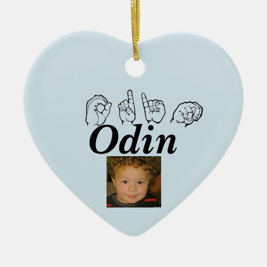 ASL American Sign Language Fingersprich Odin Keramik Ornament (Vorne)