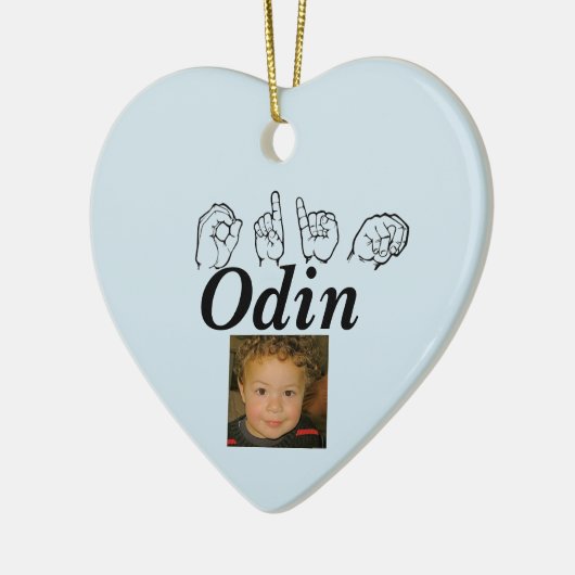ASL American Sign Language Fingersprich Odin Keramik Ornament (Links)