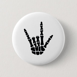 Asl American Sign Language I Liebe You Skeleton Ha Button
