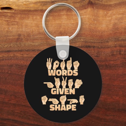 ASL American Sign Language Words gegeben Form Schlüsselanhänger (Rückseite)