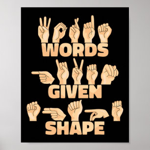 Asl American Sign Language Wörter erhalten Gestalt Poster