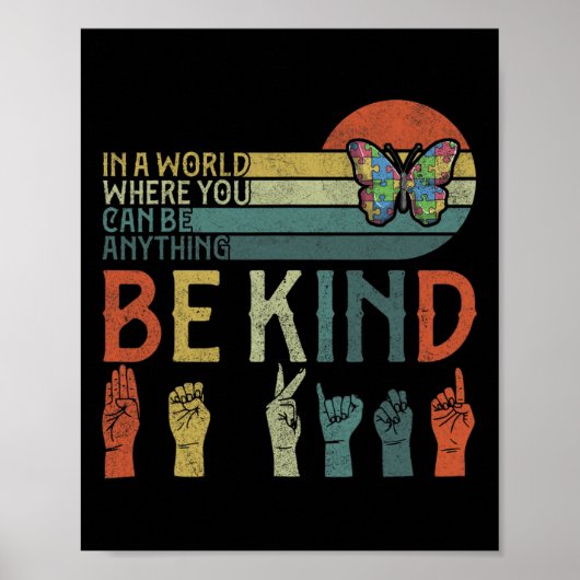 ASL Be Kind ASL American Sign Language Poster (Vorne)
