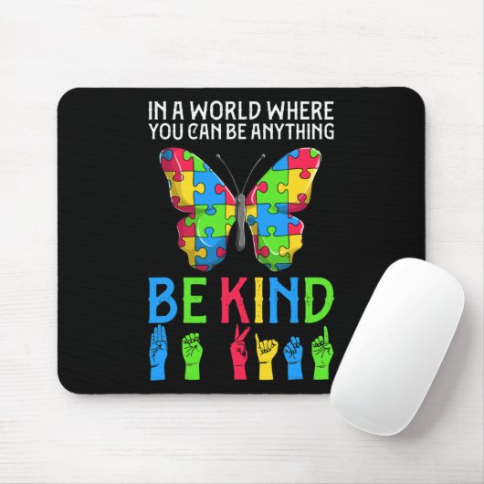 ASL Be Kind s1 ASL American Sign Language Mousepad (Mit Mouse)
