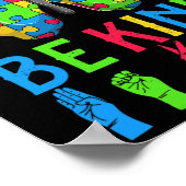 ASL Be Kind s1 ASL American Sign Language Poster (Ecke)