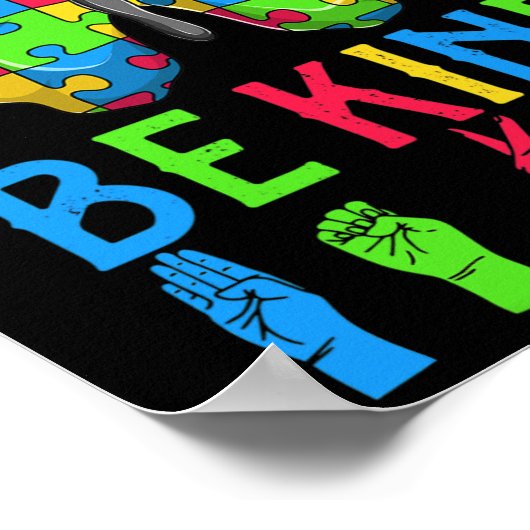 ASL Be Kind s1 ASL American Sign Language Poster (Ecke)