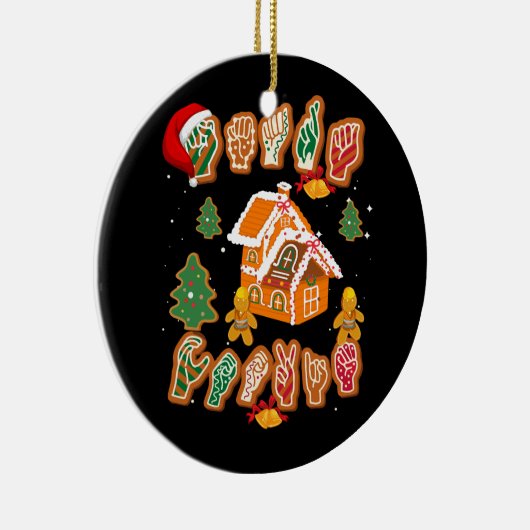 ASL Christmas American Sign Language Gingerbread H Keramik Ornament (Rechts)