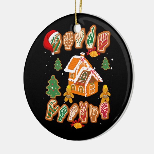 ASL Christmas American Sign Language Gingerbread H Keramik Ornament (Links)