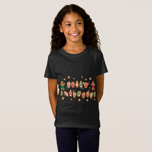 ASL Christmas American Sign Language Gingerbread H T-Shirt (Vorne ganz)