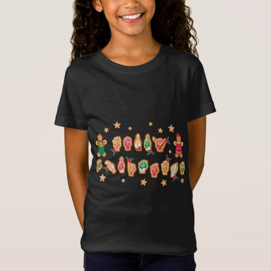 ASL Christmas American Sign Language Gingerbread H T-Shirt (Vorderseite)