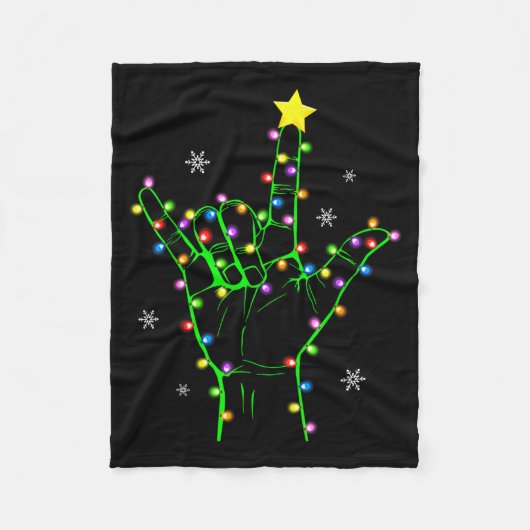 Asl Christmas Christmas Tree Lights American Sign Fleecedecke (Vorderseite)