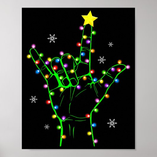 Asl Christmas Christmas Tree Lights American Sign  Poster (Vorne)