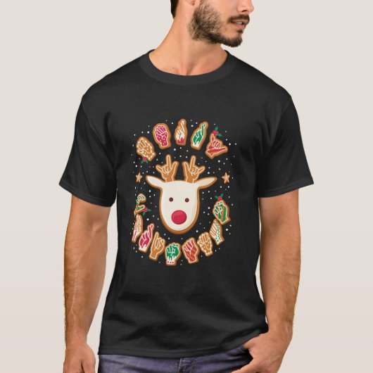 ASL Christmas Reindeer American Sign Language Ging T-Shirt (Vorderseite)