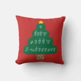 ASL Christmas Tree Pillow American Sign Language Kissen