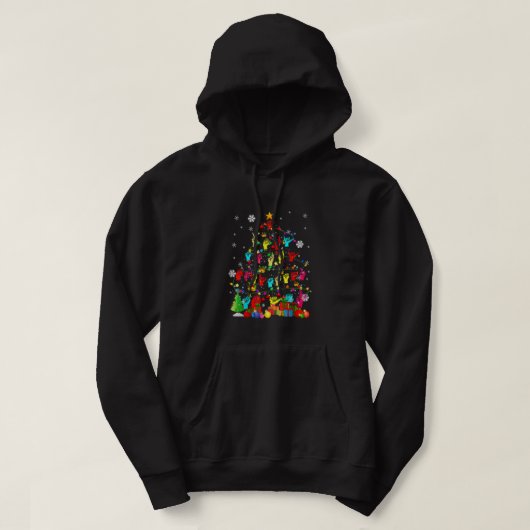 ASL Christmas Tree Xmas Lights ASL Sign Language H Hoodie (Design vorne)