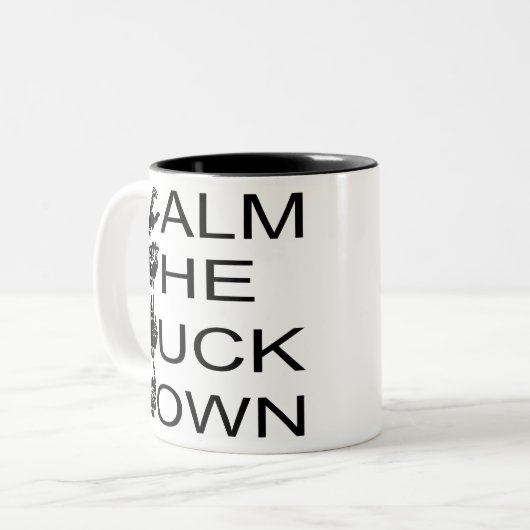 ASL CTFD Calm The F**K Down #USAPatriotGraphics Zweifarbige Tasse (Vorderseite Links)