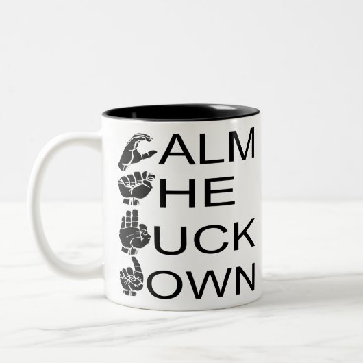 ASL CTFD Calm The F**K Down #USAPatriotGraphics Zweifarbige Tasse (Links)