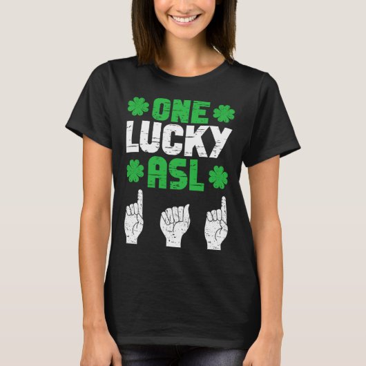 ASL Dad Sign Language Deaf Pride Father St Patrick T-Shirt (Vorderseite)