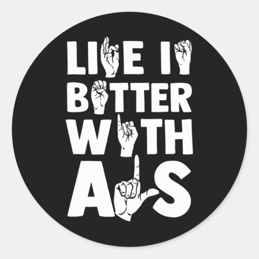 ASL Deaf Awareness und Gebärdensprache 2 Runder Aufkleber (Vorderseite)