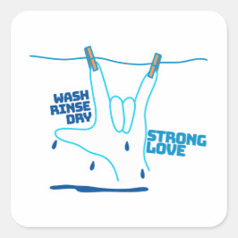 ASL Design - Wash, Rinse, and Dry Love ILY Quadratischer Aufkleber