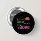 ASL Faith Hope Liebe American Sign Language Christ Button (Vorne & Hinten)