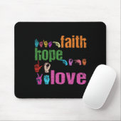 ASL Faith Hope Liebe American Sign Language Christ Mousepad (Mit Mouse)