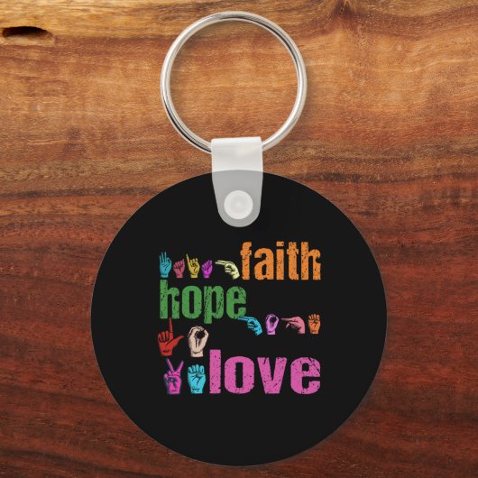 ASL Faith Hope Liebe American Sign Language Christ Schlüsselanhänger (Vorderseite)