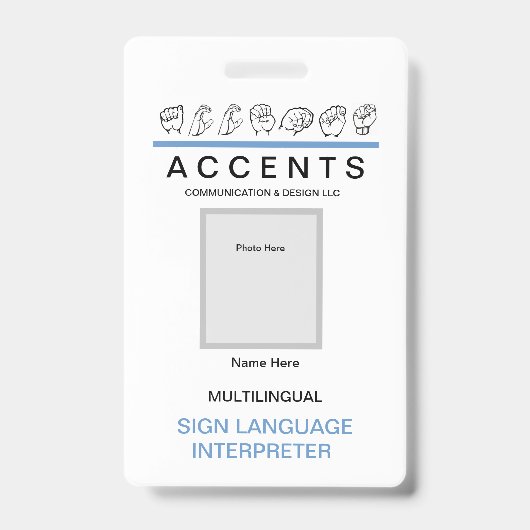 ASL-Fingerspelled Professional ID-Ausweis Ausweis (Vorderseite)