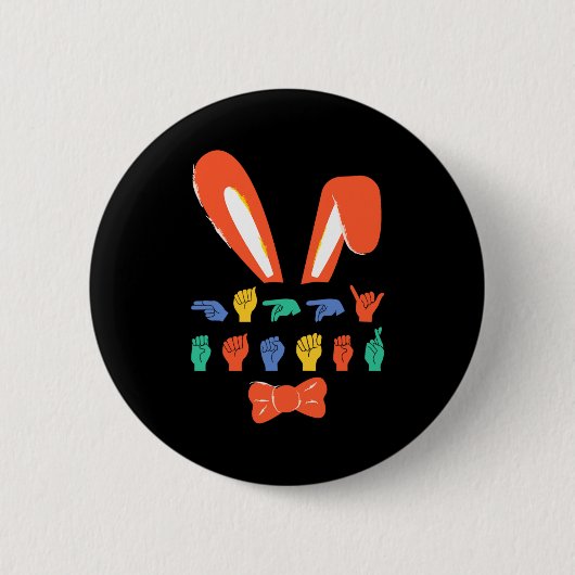 Asl frohe Ostern Süßigkeiten Gebärdensprache Eier  Button (Vorderseite)