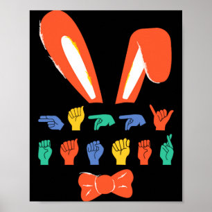 Asl frohe Ostern Süßigkeiten Gebärdensprache Eier  Poster