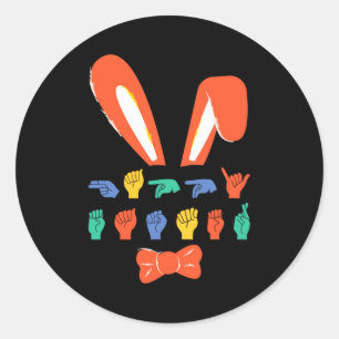 Asl frohe Ostern Süßigkeiten Gebärdensprache Eier  Runder Aufkleber