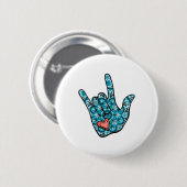 Asl-Gebärdensprache Ich liebe dich Geste Herz Gehö Button (Vorne & Hinten)
