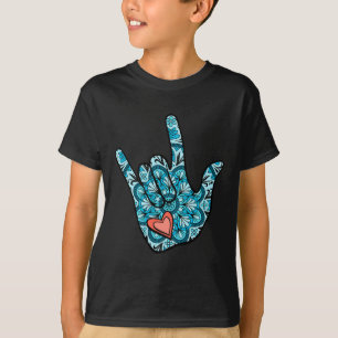 Asl-Gebärdensprache Ich liebe dich Geste Herz Gehö T-Shirt
