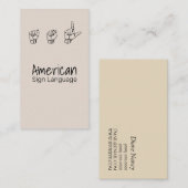 ASL, Gebärdensprache, Übersetzer, Visitenkarte (Vorne/Hinten)
