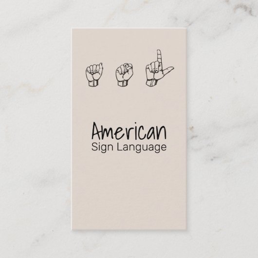 ASL, Gebärdensprache, Übersetzer, Visitenkarte (Vorderseite)