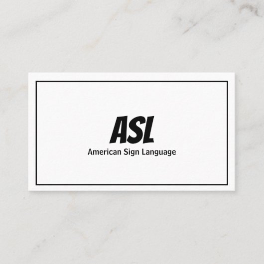 ASL, Gebärdensprache, Übersetzer, Visitenkarte (Vorderseite)