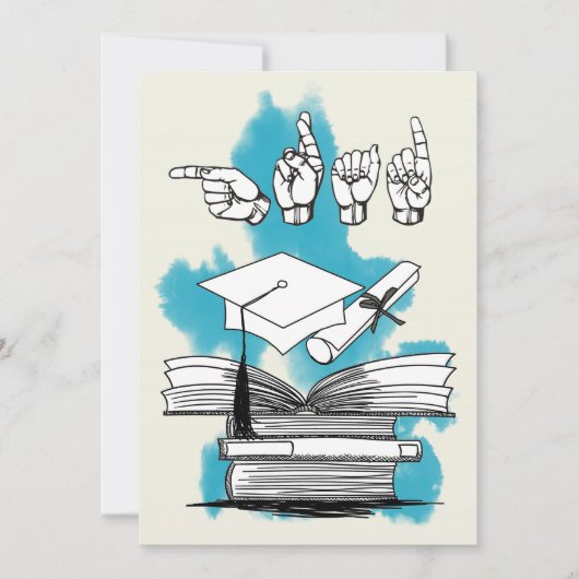 ASL Grad Einladung mit Grand Finger Speak (Vorderseite)