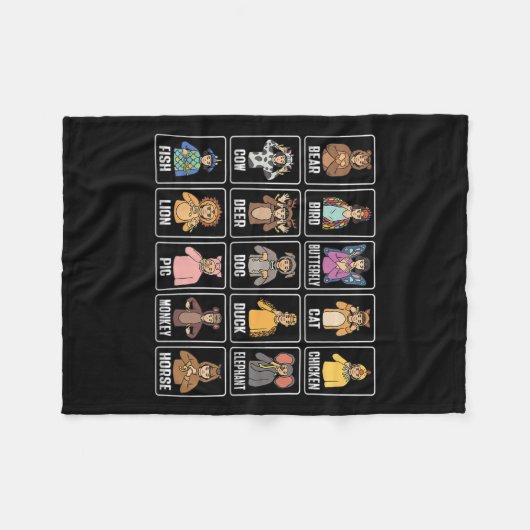 Asl Hand Gesture Animals Deaf Hörverlust Awarene Fleecedecke (Vorderseite (Horizontal))